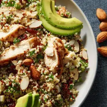 Quinoa Salad With Chicken, Almonds and Avocado