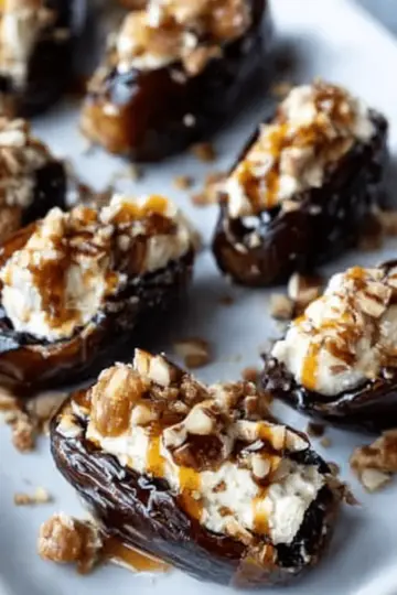 Mascarpone Stuffed Dates with Maple Drizzle