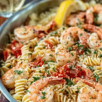 Garlicky Shrimp Pasta with White Wine and Lemon