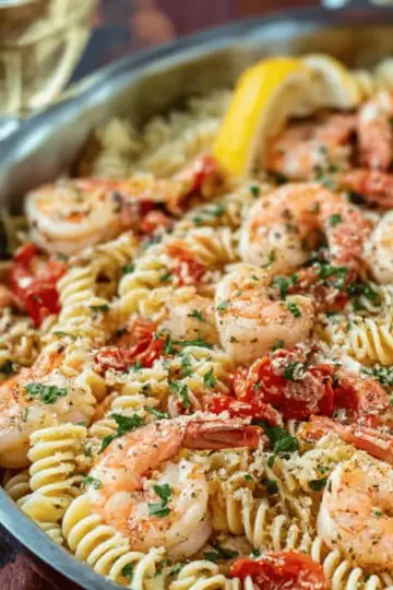 Garlicky Shrimp Pasta with White Wine and Lemon