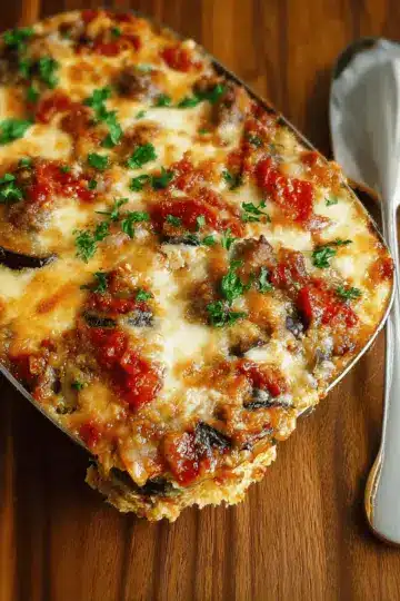 Eggplant Italian Sausage Gratin