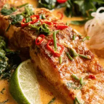 Poached Salmon in Coconut Lime Sauce