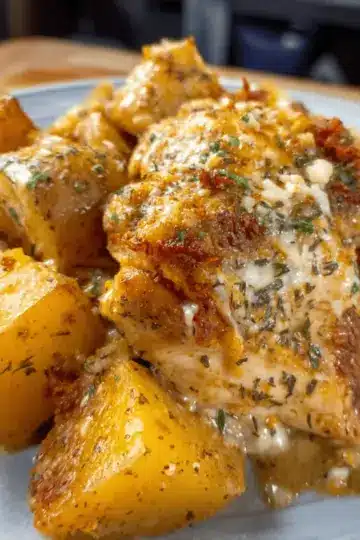 Crockpot Garlic Parmesan Chicken and Potatoes
