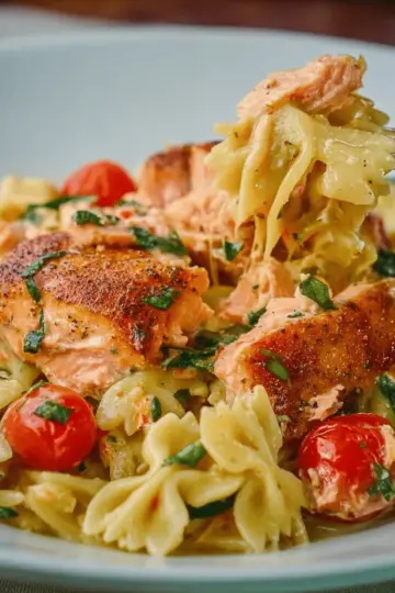 Healthy & Creamy Tuscan Salmon Pasta