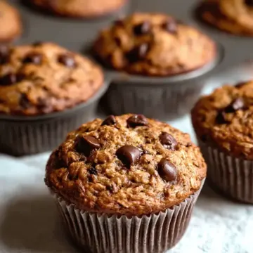 Healthy Banana Chocolate Chip Oat Muffins