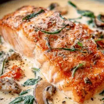 Tuscan Salmon with Parmesan Cream Sauce