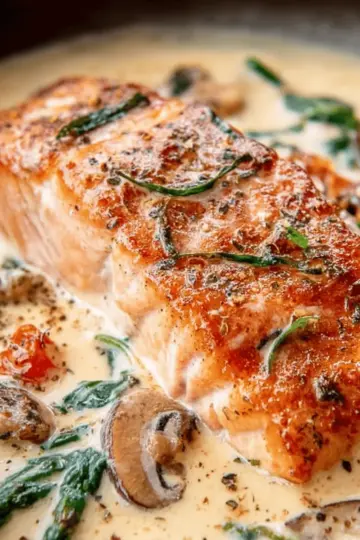 Tuscan Salmon with Parmesan Cream Sauce