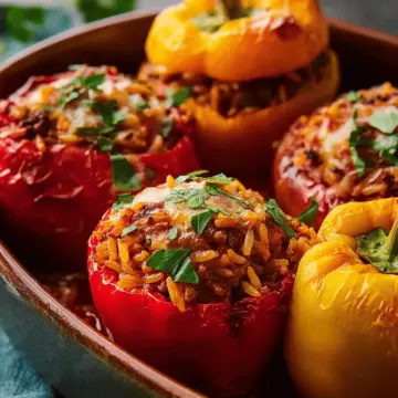 Beef and Rice Stuffed Bell Peppers