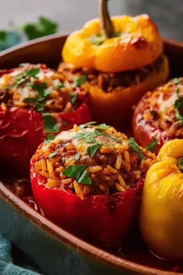 Beef and Rice Stuffed Bell Peppers