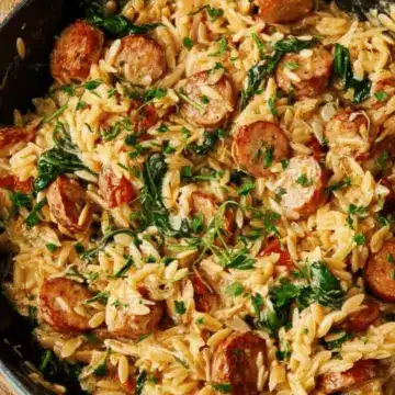Creamy Chicken Sausage Orzo Skillet