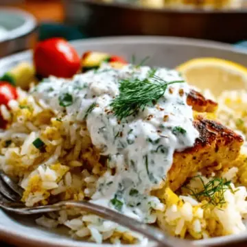 Dump-and-Bake Chicken Tzatziki with Rice