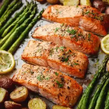 Sheet Pan Salmon and Asparagus with Potatoes