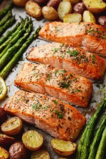 Sheet Pan Salmon and Asparagus with Potatoes