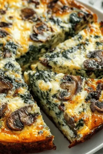 Spinach and Mushroom Crustless Quiche