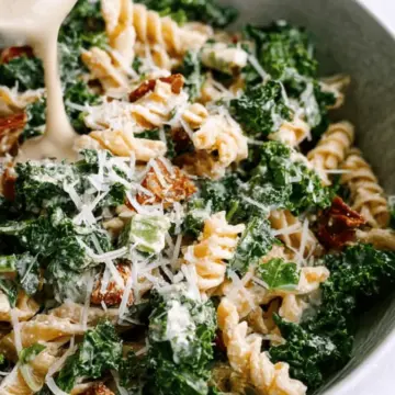 Kale Caesar Pasta Salad