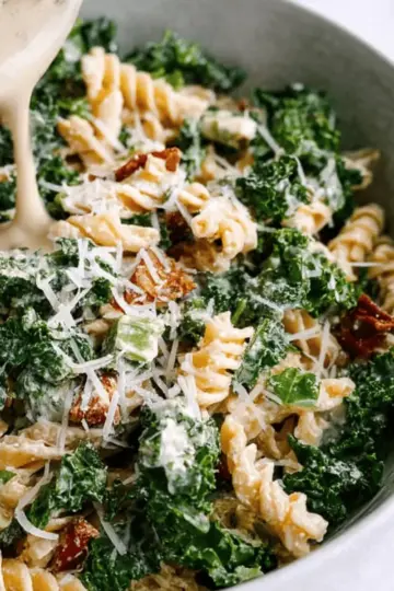 Kale Caesar Pasta Salad