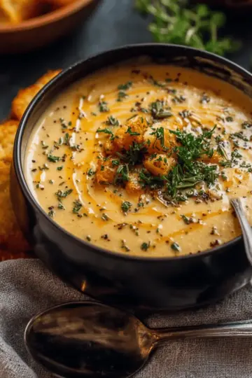 Hearty Cheddar Garlic Herb Potato Soup