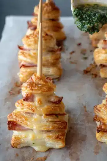 Ham and Cheese Puff Pastry Christmas Trees