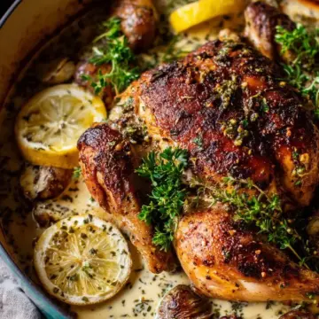 Creamy Lemon and Herb Pot Roasted Chicken