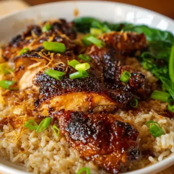 Honey Soy Glazed Chicken with Garlic Ginger Brothy Rice