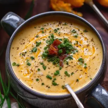 Hearty Cheddar Garlic Herb Potato Soup