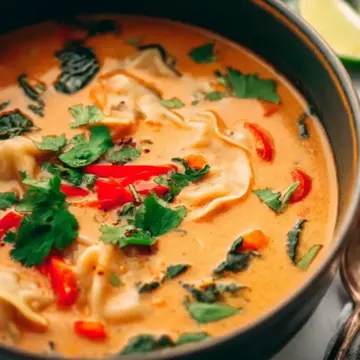 Thai Red Curry Potsticker Soup