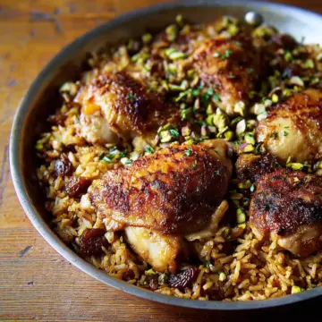 Moroccan-Spiced Chicken and Rice with Dates and Pistachios