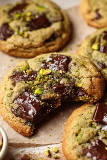 Salted Pistachio Chocolate Chunk Cookies