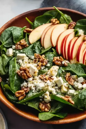 Spinach Salad with Apples, Walnuts, and Feta Recipe