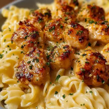 Garlic Butter Chicken Bites with Creamy Parmesan Pasta