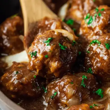 Crock Pot French Onion Meatballs
