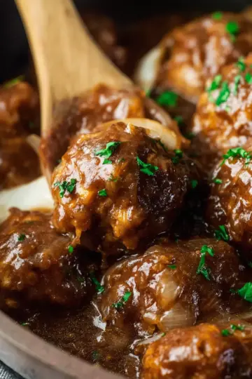 Crock Pot French Onion Meatballs