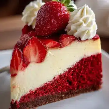 Easy Red Velvet Strawberry Cheesecake