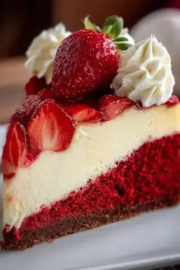 Easy Red Velvet Strawberry Cheesecake