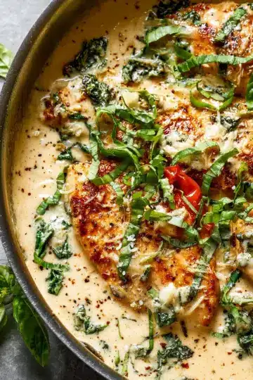 Creamy Parmesan Basil Chicken Recipe