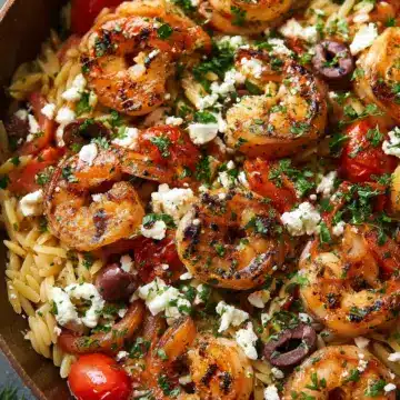 Greek Shrimp with Orzo and Feta