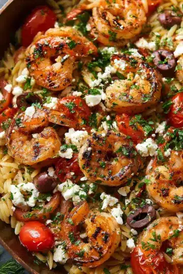 Greek Shrimp with Orzo and Feta
