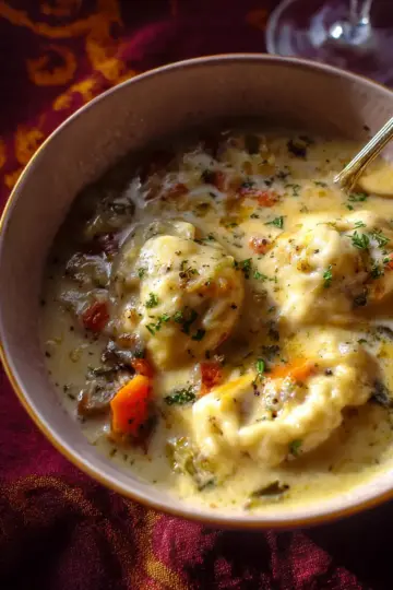 One Pot Creamy Vegetable Dumpling Soup