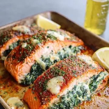 Creamy Spinach Stuffed Salmon