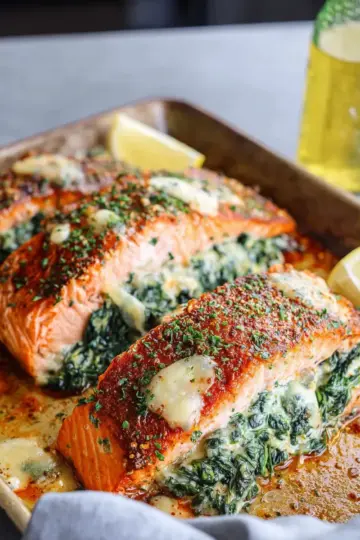 Creamy Spinach Stuffed Salmon
