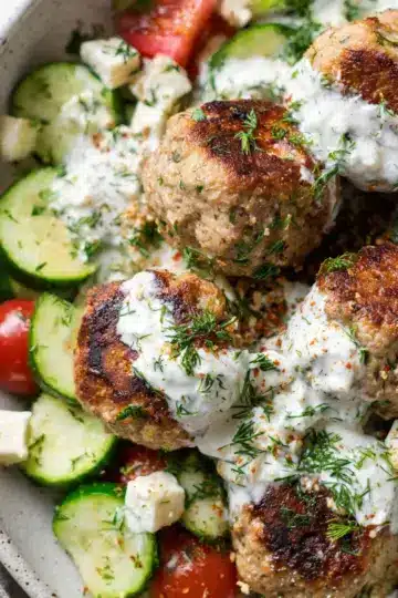 Healthy Greek Turkey Meatballs With Tzatziki