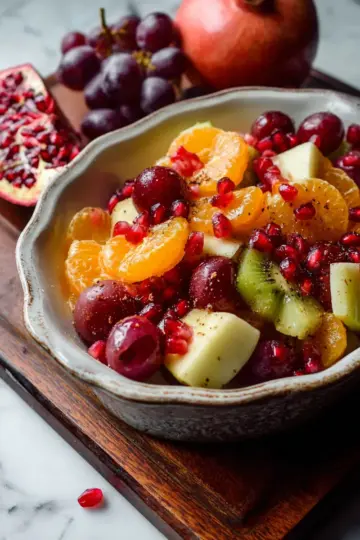 Winter Fruit Salad with Cinnamon Vanilla Dressing