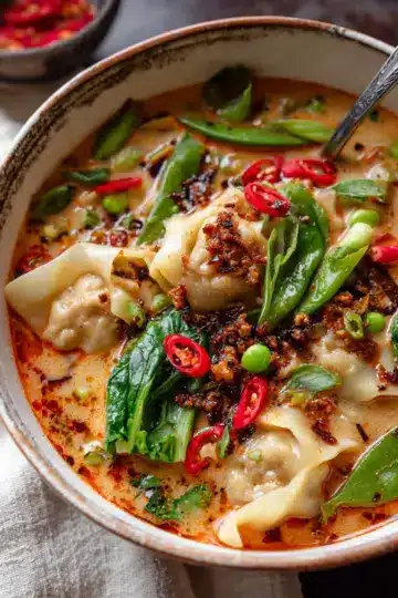 20 Minute Thai Coconut Dumpling Soup