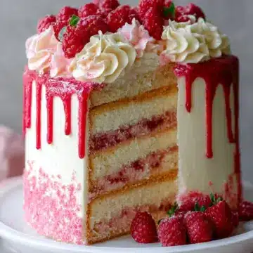Raspberry mascarpone layer cake