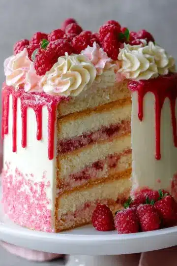 Raspberry mascarpone layer cake