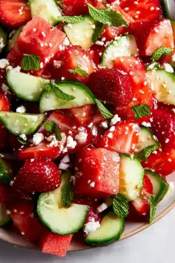 Watermelon Strawberry Cucumber Salad