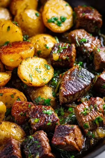 Garlic Butter Steak Bites with Crispy Potatoes