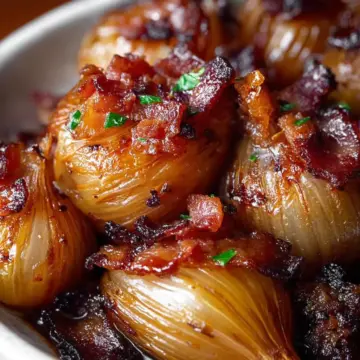 Honey-Glazed Shallots with Crispy Bacon