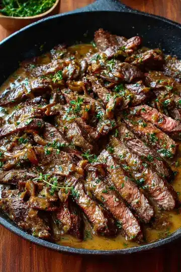 Pan Seared Flank Steak In Butter Sauce