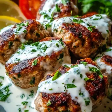 Chicken Kofta with Creamy Garlic Yogurt Sauce Recipe